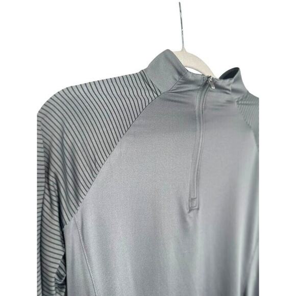 Adidas Golf Womens Large 1/4 Zip Athletic Top Grey Striped Long Sleeves Pullover - Picture 2 of 6